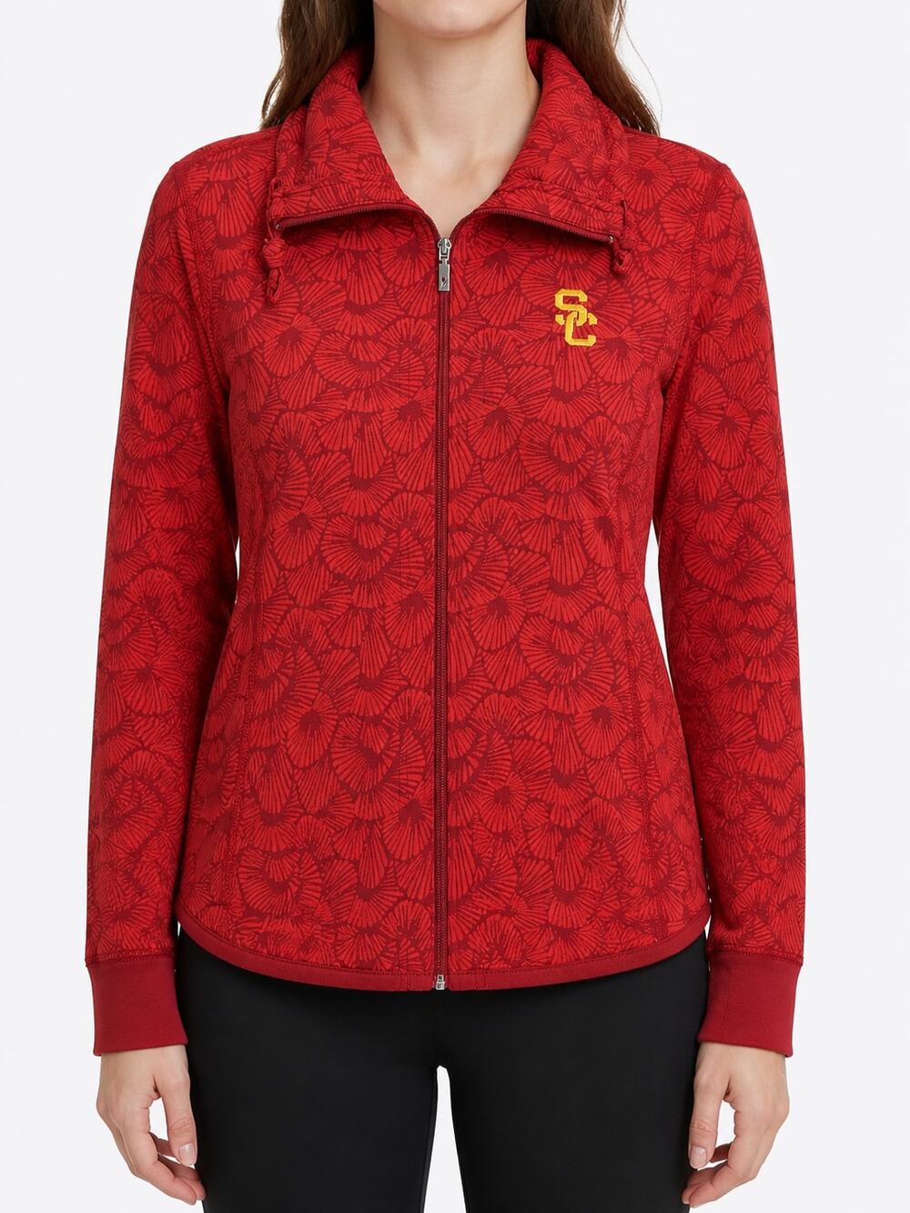 Tommy Bahama x USC Trojans Red Floral Full-Zip Jacket Women's M Cotton Stretch